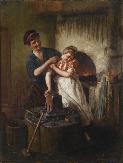 Flirting at the Blacksmith by Hugo Kotschenreiter
